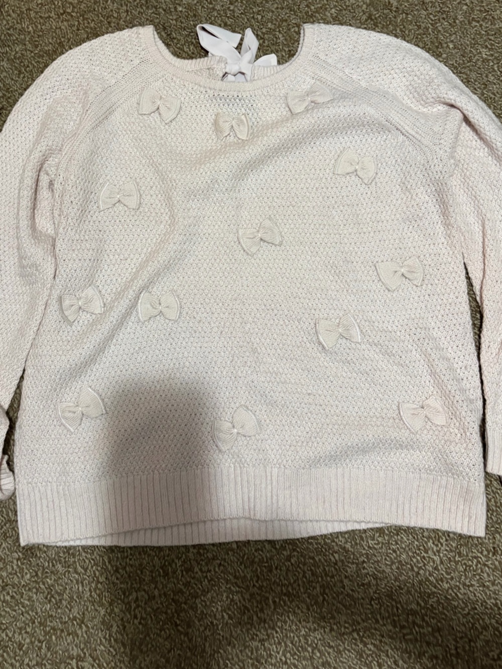 LC Lauren Conrad womens Knit Bow-Accent Sweater in Pale Pink